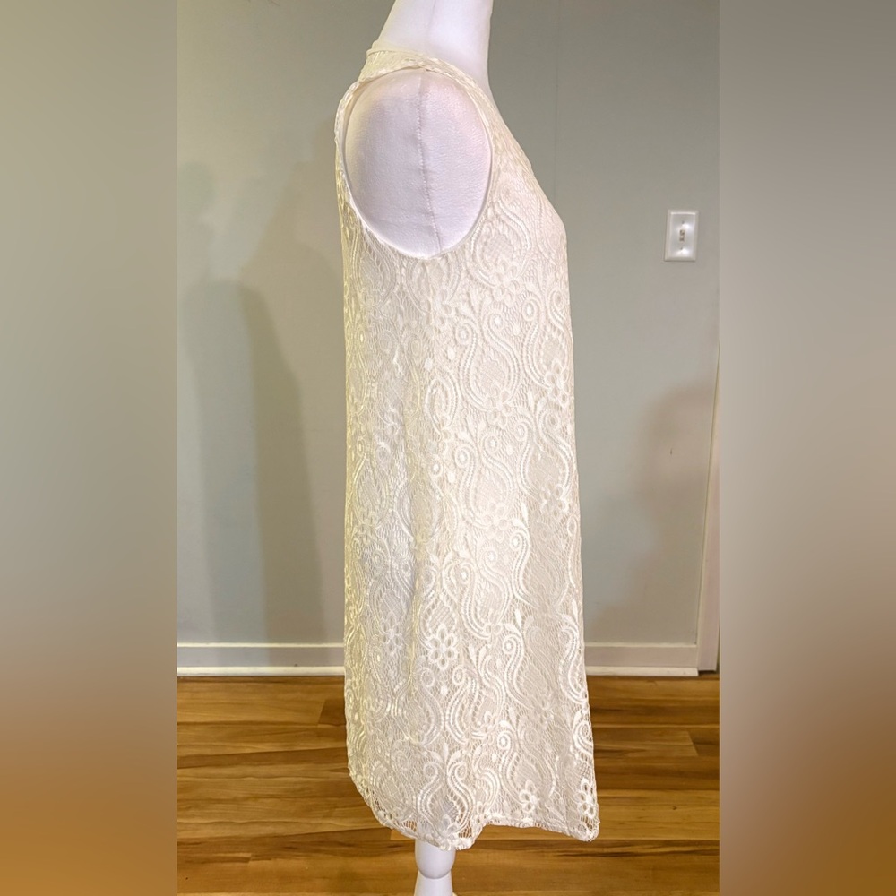 NWT, Pinkblush Maternity Dress, Cream Lace Sleeveless, Size S - Picture 2 of 8